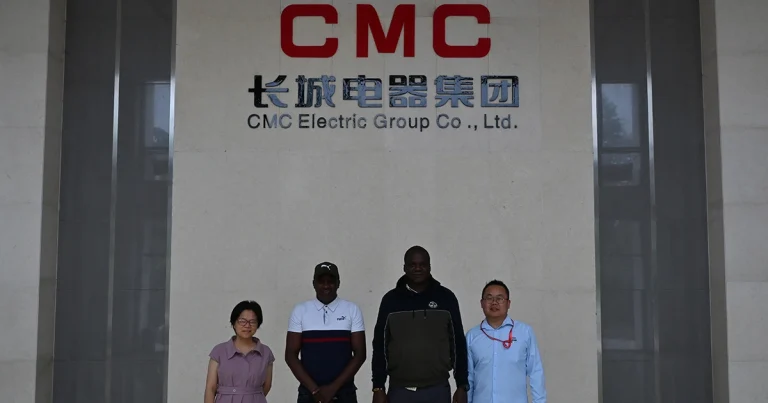 CMC Electric team with Gabonese technical personnel during the China-Aided Gabon Senate Building Renovation Project visit