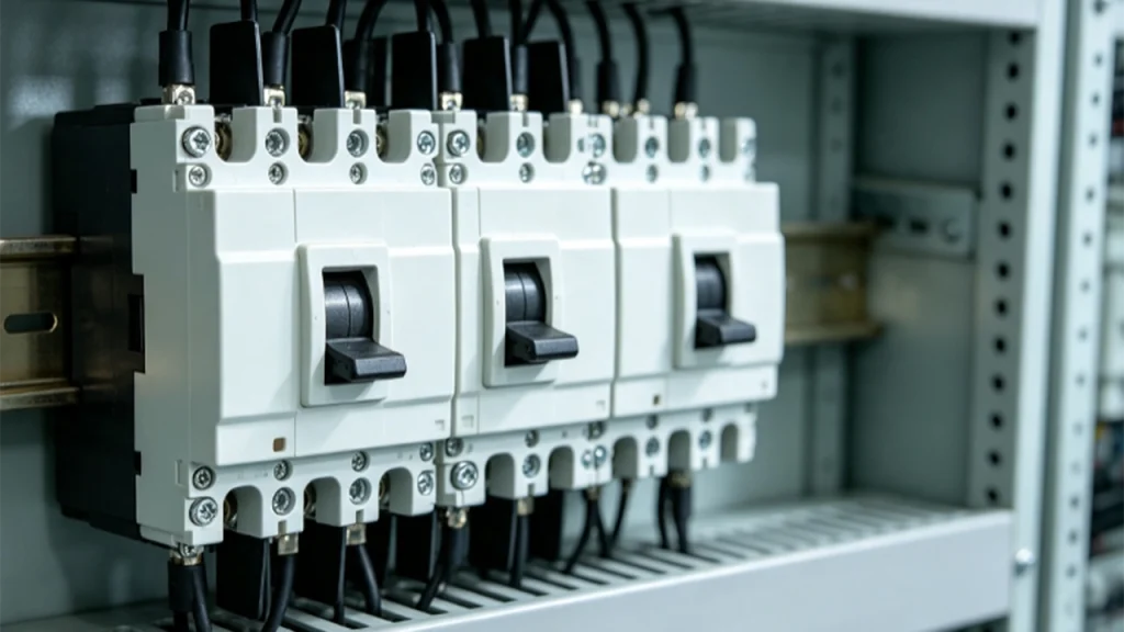 Circuit breakers installed inside a low-voltage switchgear cabinet