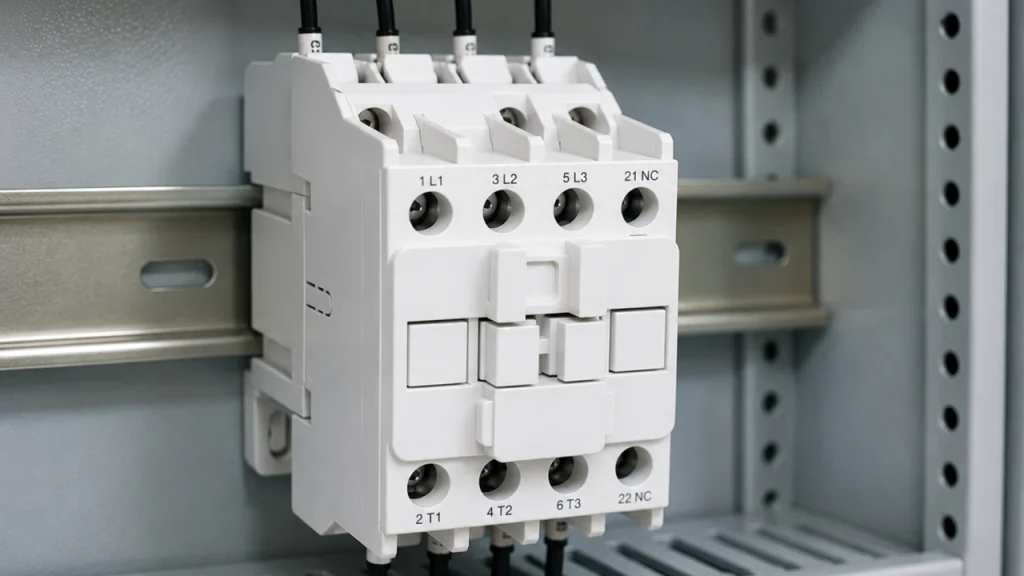 Electrical contactor installed inside a low-voltage switchgear cabinet