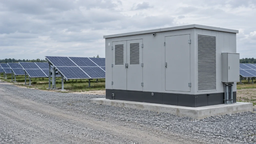 Prefabricated substation installed at a solar power plant